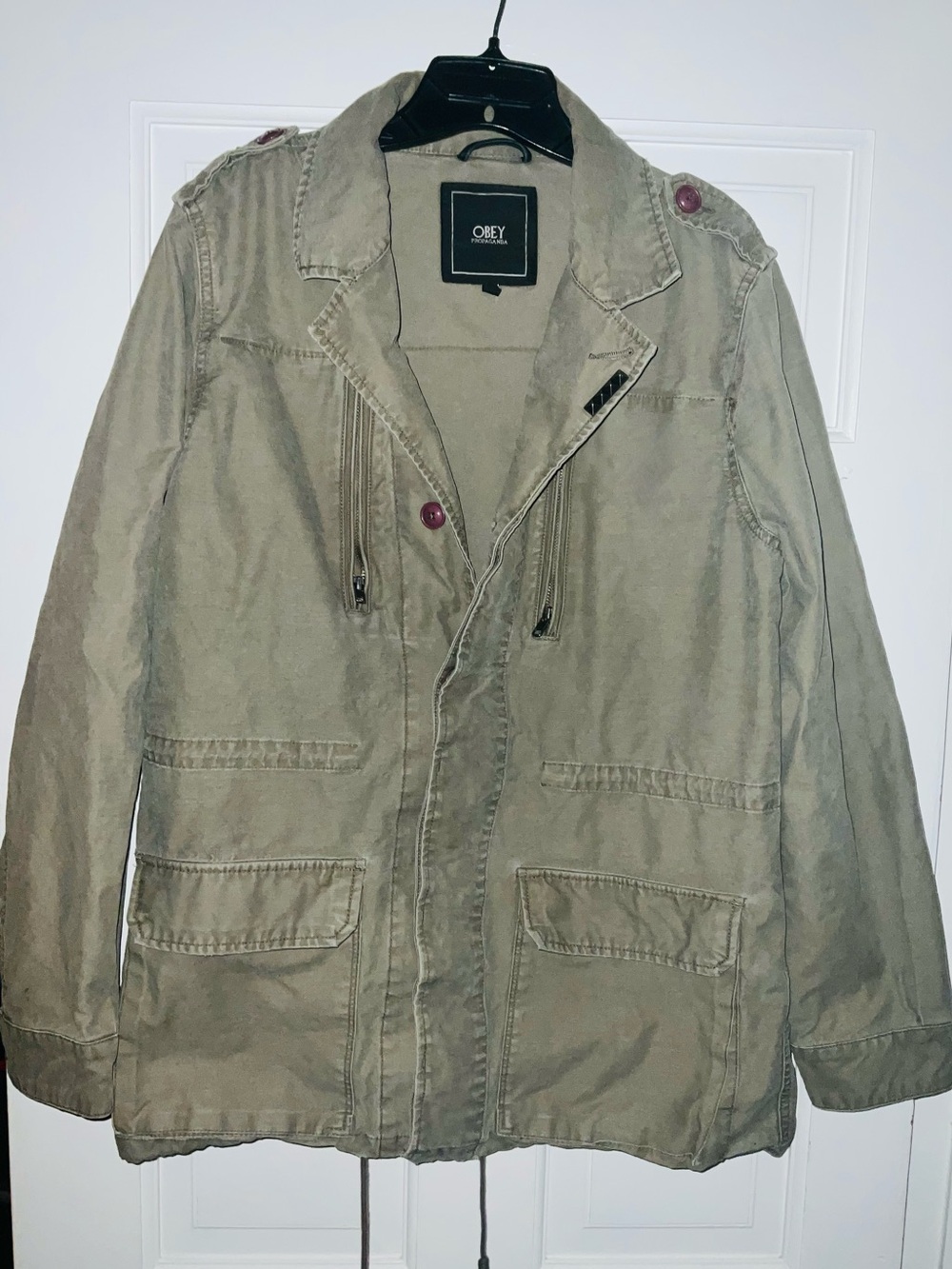 Obey Men's Olive Drab Military Field Jacket